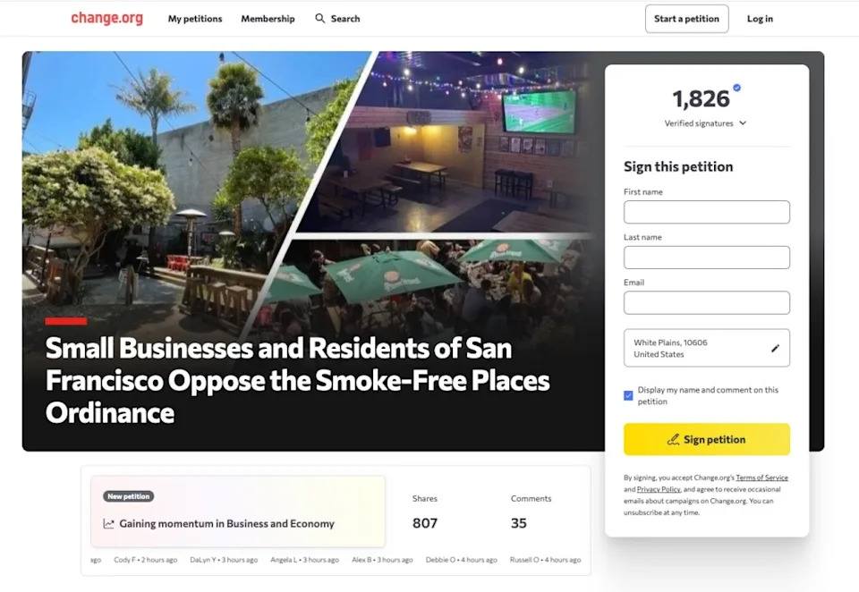 An online petition lists dozens of bars, worried that the ordinance could deal a blow to already struggling businesses. change.org