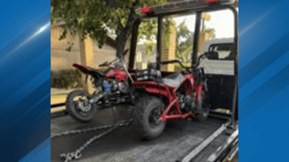Bakersfield police responded to multiple reports of reckless motorcycle and bicycle activity disrupting Memorial Day gatherings at The Park at Riverwalk, leading to the apprehension of four adults and one child, with motorcycles impounded. PHOTO: BPD