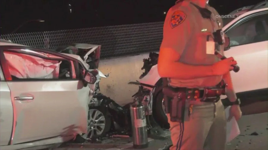 Reinne Lim and Tommy Le were struck by a wrong-way drunk driver on the freeway on Oct. 2, 2022. (OnScene.TV)