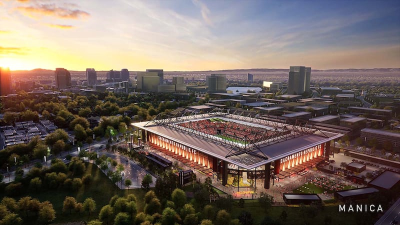 The redesigned Railyards stadium for Sacramento Republic FC features a canopy roof, expanded premium seating and a flexible layout that can accommodate up to 27,000 for concerts.