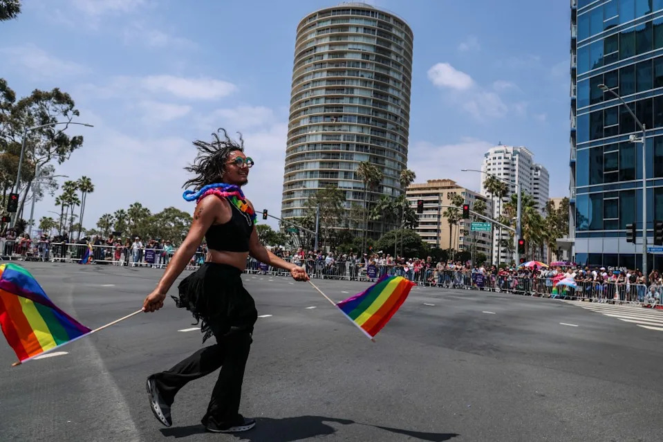 Even with the festival’s sudden shutdown, Long Beach’s iconic Pride parade raged on, proving the city’s celebration was unstoppable. Los Angeles Times via Getty Images