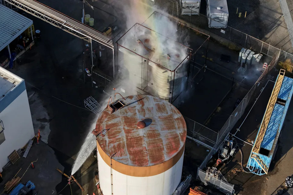 Caroline Brehman/Reuters - PHOTO: Chemical incident forced an evacuation in the surrounding area in Garden Grove
