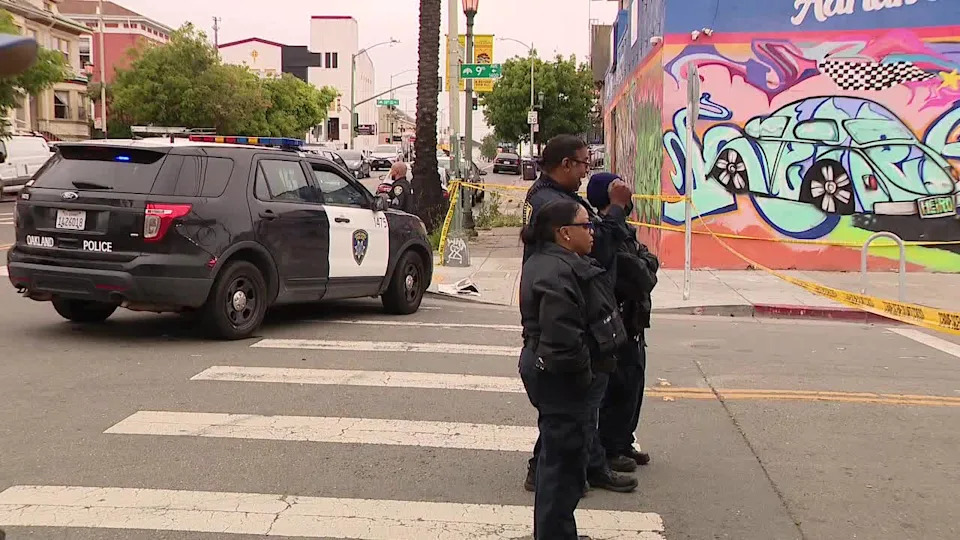 <div>Oakland police investigate after officer shoots suspect in the 1200 block of 9th Avenue. May 8, 2026</div>