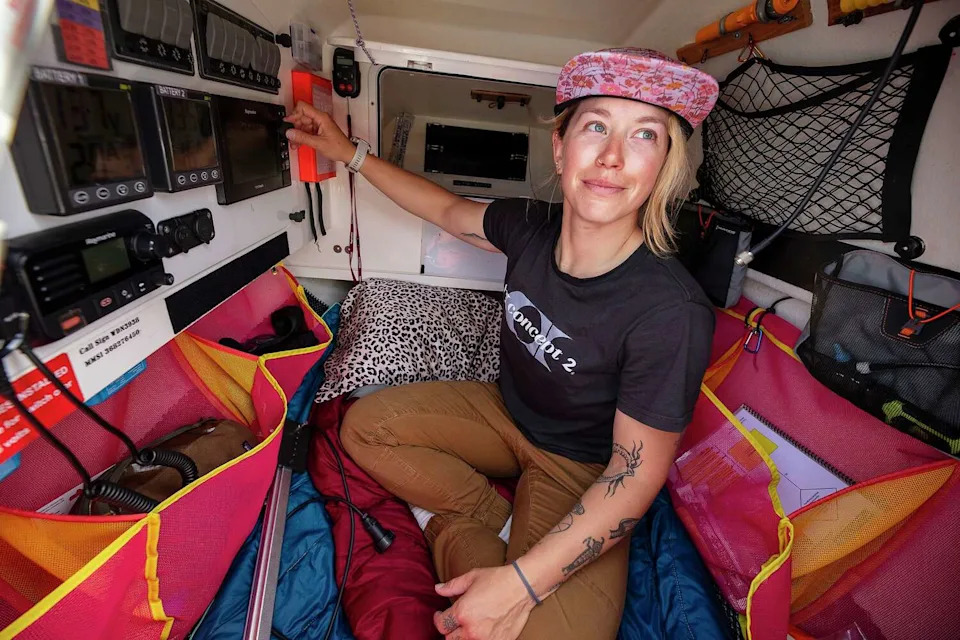 Kelsey Pfendler is bringing a long a few creature comforts for the voyage, including a sleeping pillow, audiobooks and lots of Pop-Tarts. (Kodiak Greenwood/For the S.F. Chronicle)