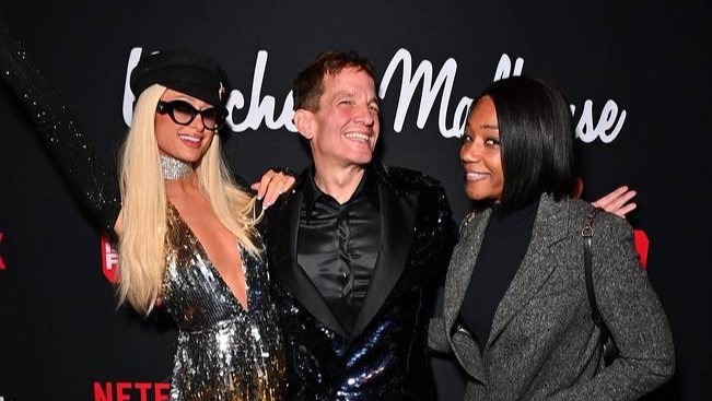 Paris Hilton, Jeff Beacher and Tiffany Haddish at The Hollywood Roosevelt on May 9 in Los Angeles.