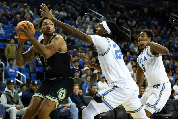 Sacramento State forward Jeremiah Cherry (9) plays against UCLA in a Nov. 18 game at Pauley Pavilion. (AP Photo/Jessie Alcheh)
