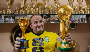 Brazilian artisan crafts replica World Cup trophies for locals, stars