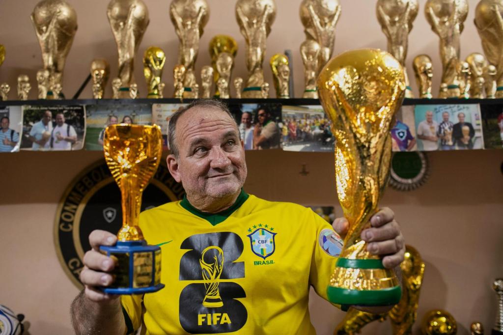 Brazilian artisan crafts replica World Cup trophies for locals, stars