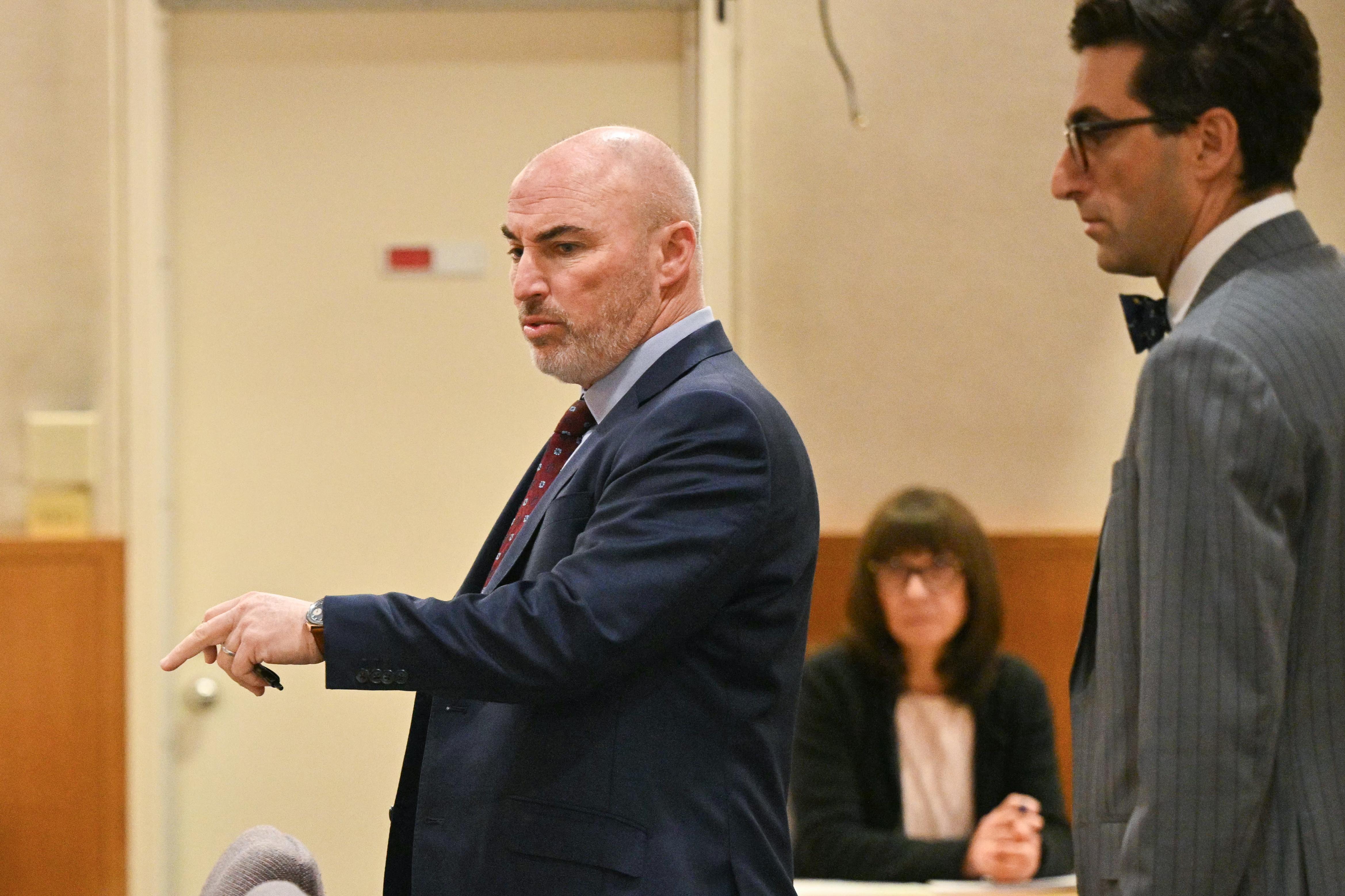 Michael Goldstein, left, attorney for Britney Spears, speaks during her...