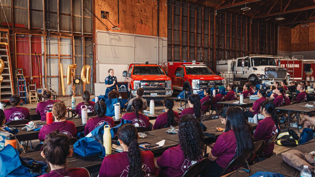 Corey Condren leads a Q&A with participants at the Women’s+ Boot Camp.
