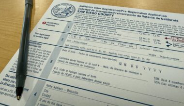 Pen and voter registration form.