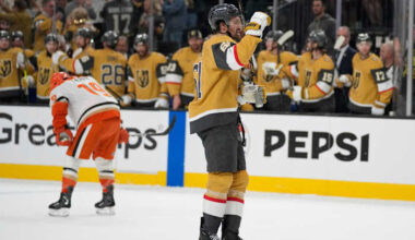 Barbashev scores late on disputed goal as the Golden Knights beat the Ducks 3-1 in Game 1