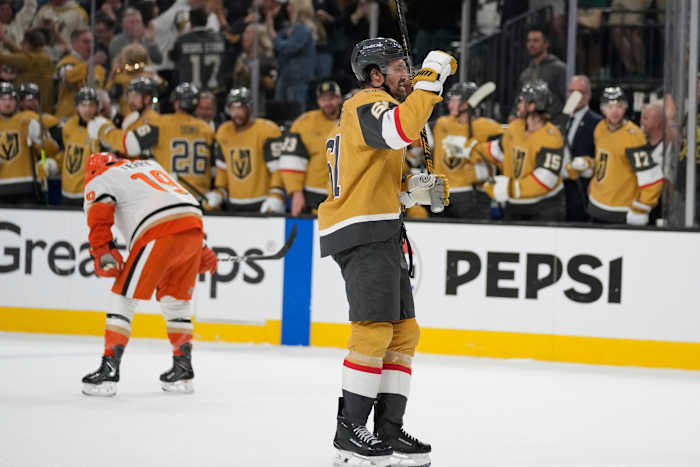 Barbashev scores late on disputed goal as the Golden Knights beat the Ducks 3-1 in Game 1