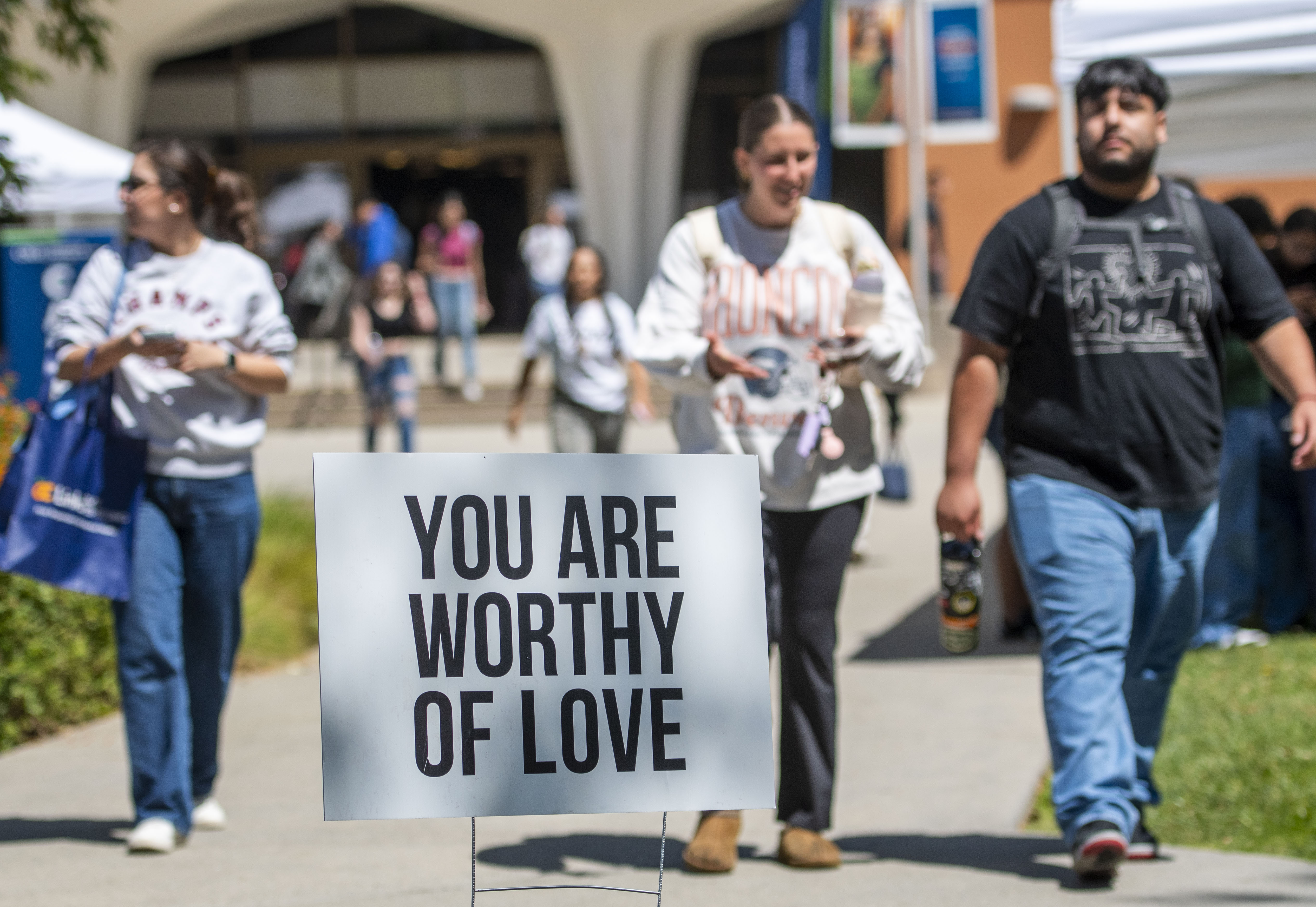 Positive thoughts were sprinkled around the quad Tuesday. Cal State...