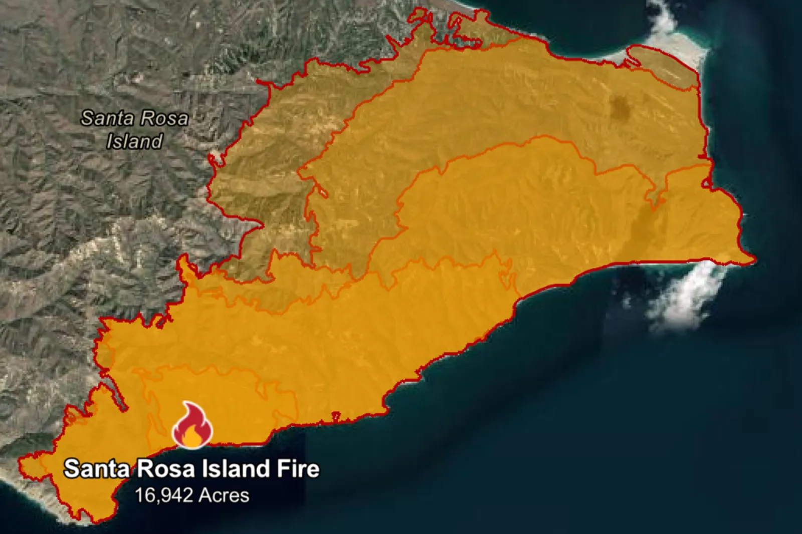 Map showing areas affected by the Santa Rosa Island Fire in Santa Barbara |  Cal Fire