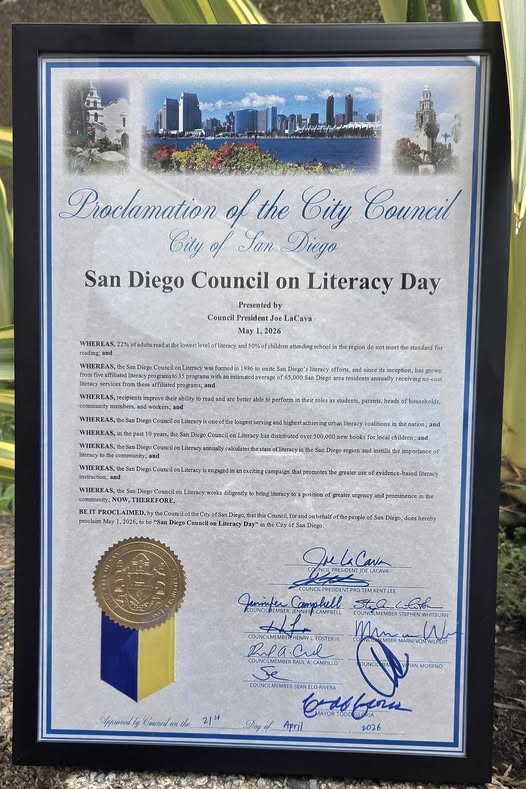 San Diego Council on Literacy (SDCOL) celebrating its 40th anniversary....