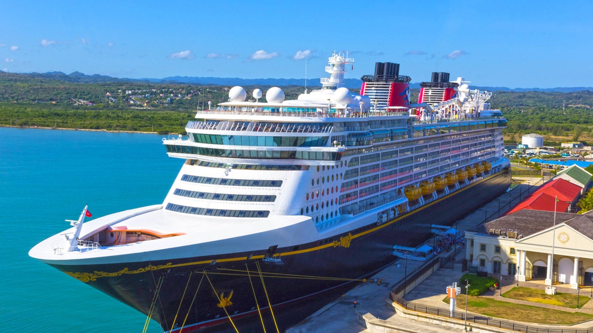 Disney Cruise ship docked.