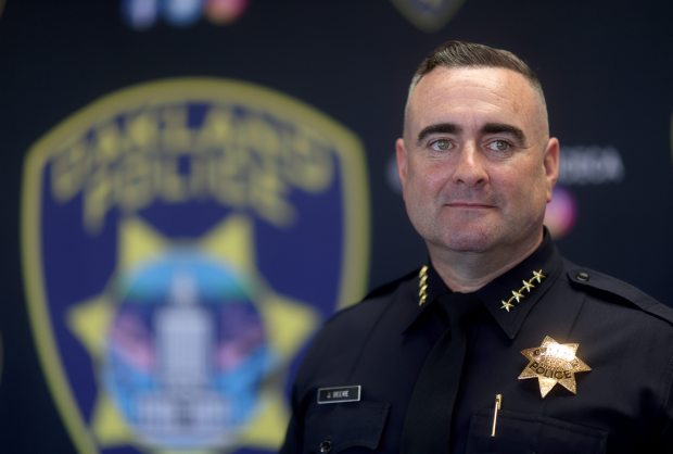 Oakland interim police Chief James Beere at police headquarters in downtown Oakland, Calif., on Tuesday, March 24, 2026. Beere has applied for the permanent chief's position. (Jane Tyska/Bay Area News Group)