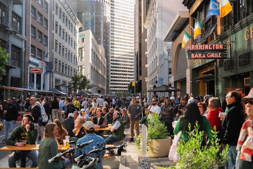 Downtown SF is closing a block for a free, 5-hour block party with live music, drinks, and a screening of the Valkyries’ game
