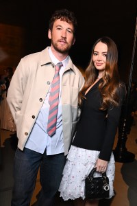 Miles Teller and Keleigh Sperry at the Dior 2027 Cruise Collection Show held at LACMA on May 13, 2026 in Los Angeles, California.