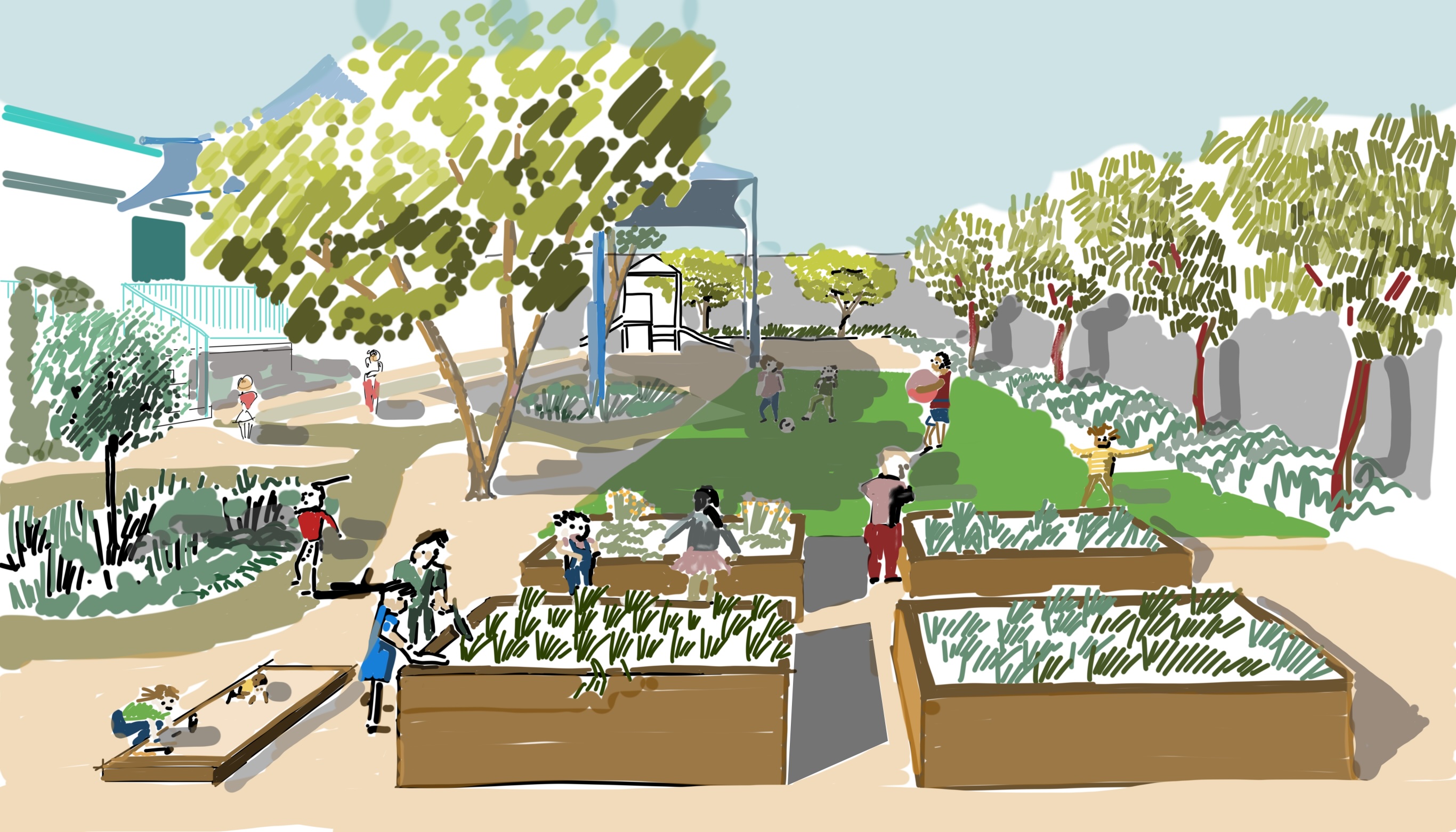 Rendering of the planned playground revitalization by the Conservation Corps...