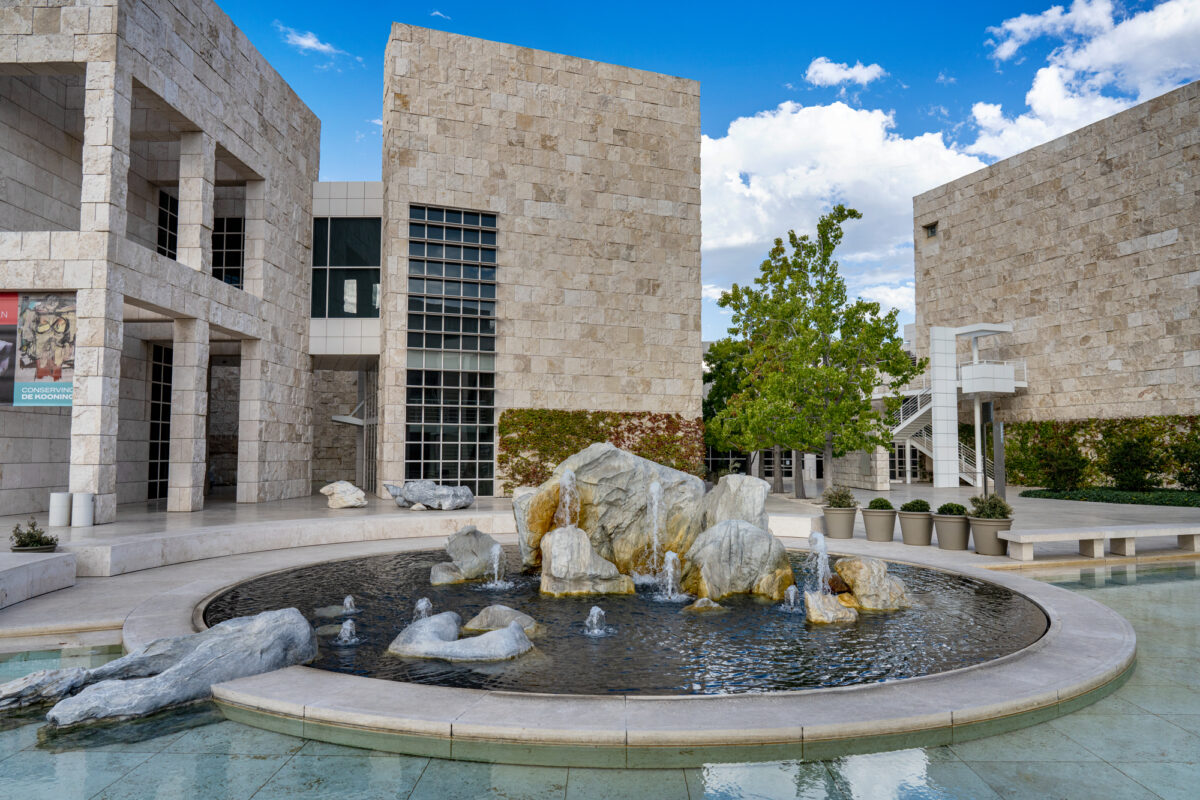 Water fountain at the Getty Center 