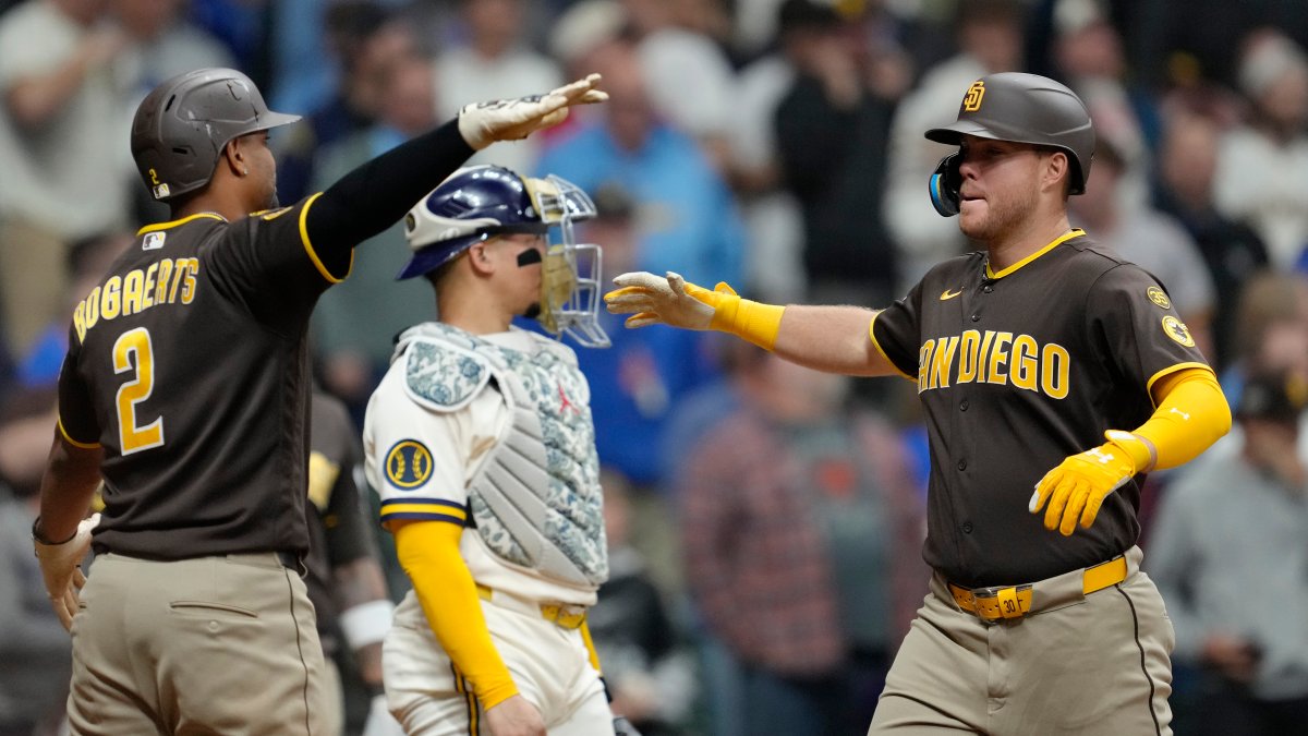 Sheets’ 3-run homer in 9th lifts Padres over Brewers 3-1 after another Misiorowski scoreless outing – NBC 7 San Diego