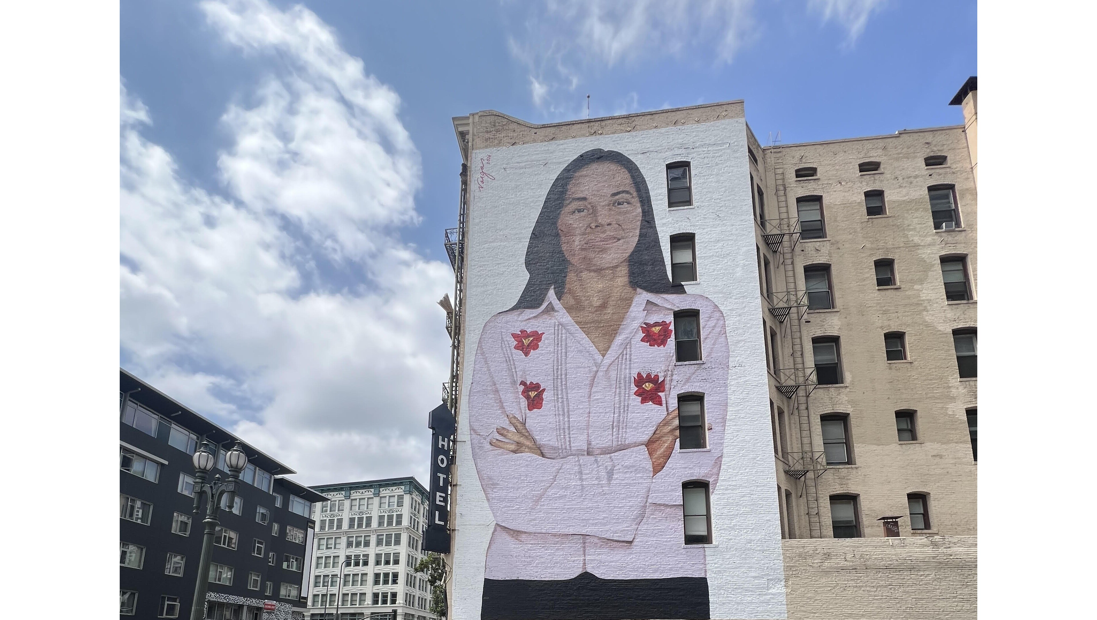 “Walking Into History,” a Robert Vargas mural of civil rights...