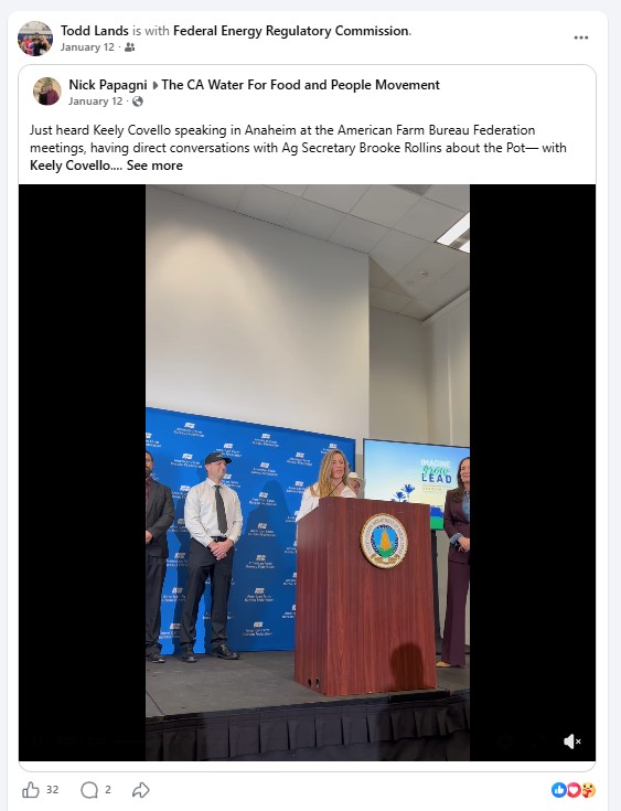 A screenshot from Todd Lands' Facebook account highlights his efforts...