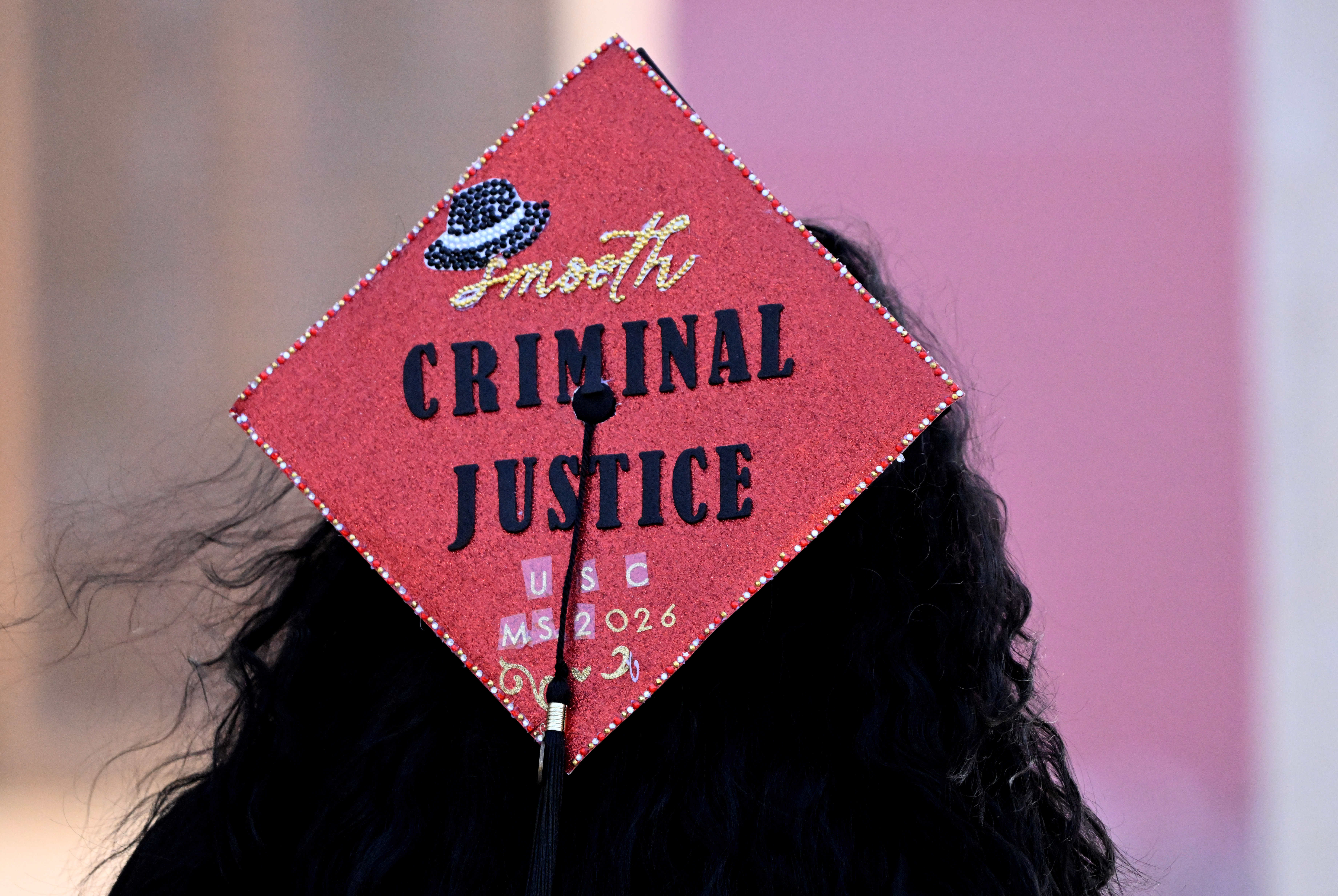 One of many mortarboard hats during the USC’s 143rd commencement...