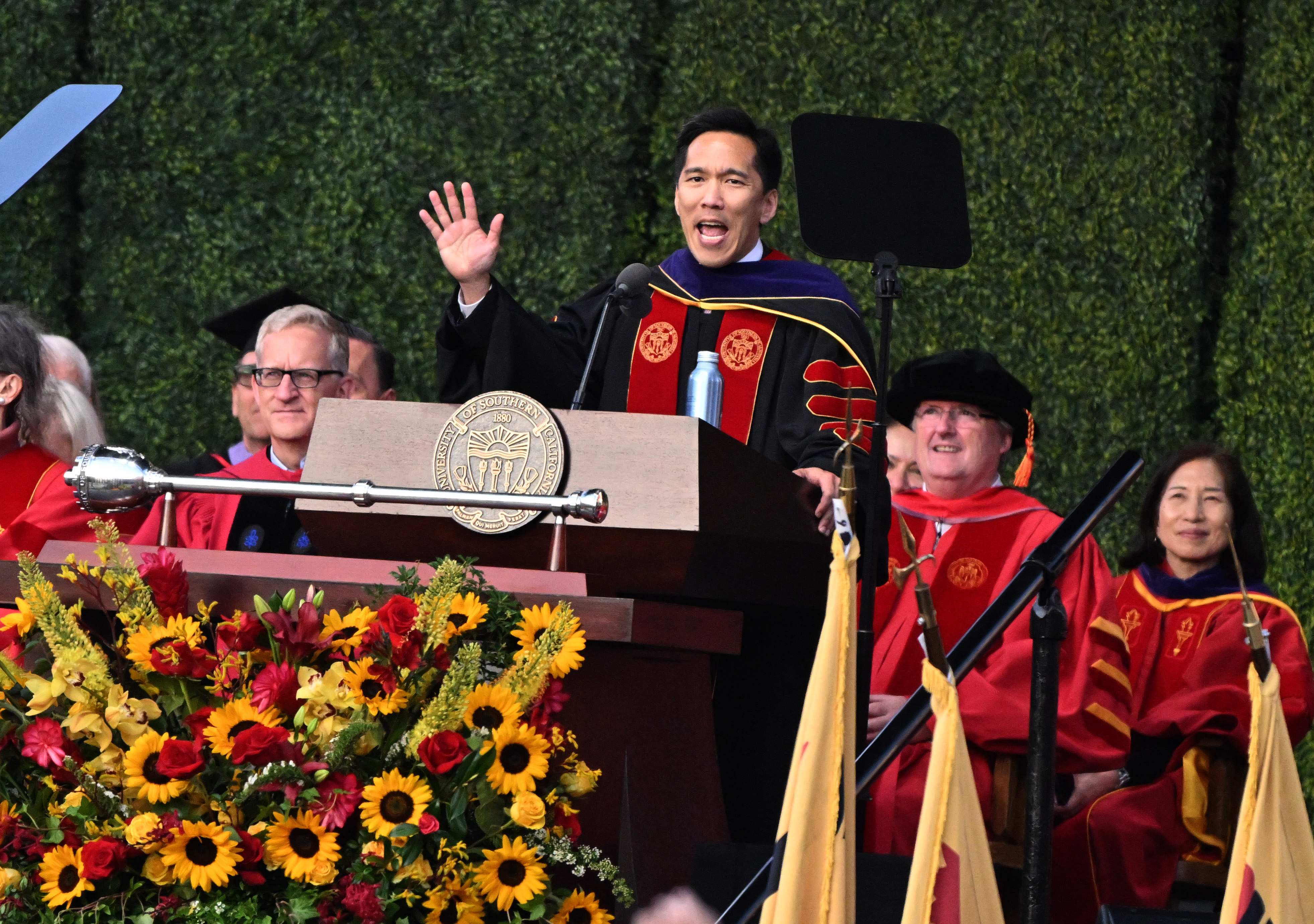 Beong-Soo Kim, President of the University speaks during USC’s 143rd...