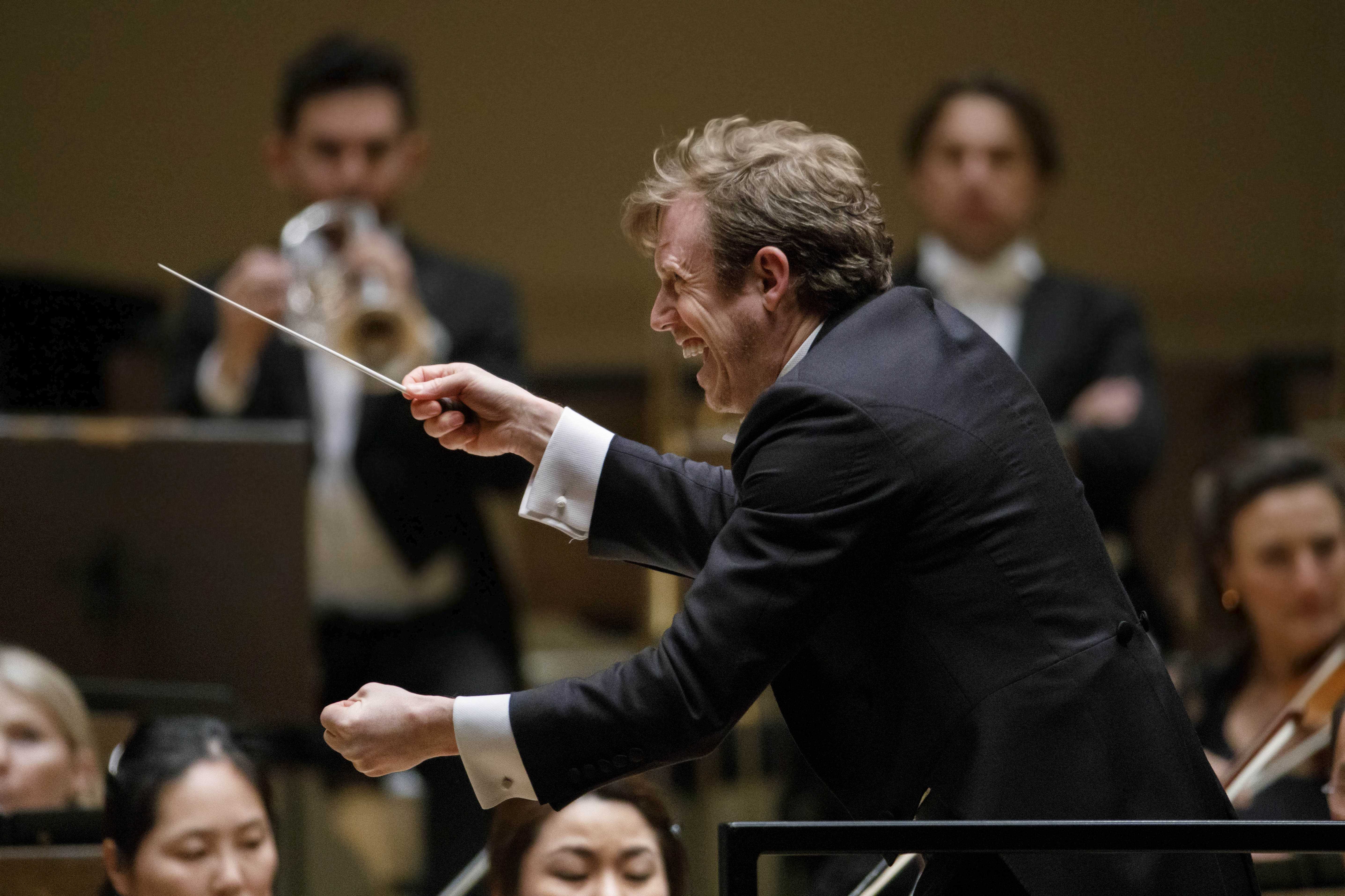 Daniel Harding conducts members of the Royal Concertgebouw Orchestra at...