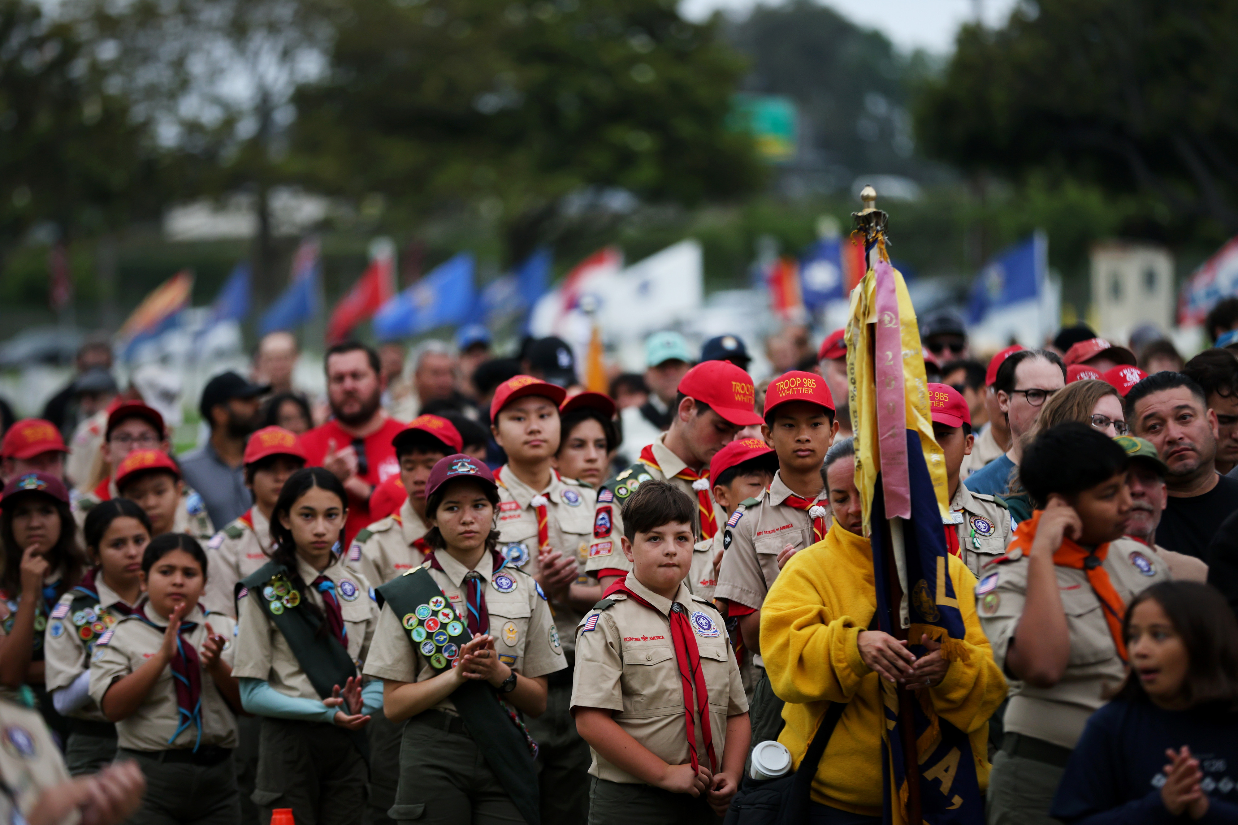 Scouts particapte in the opening ceremony for the annual flag...