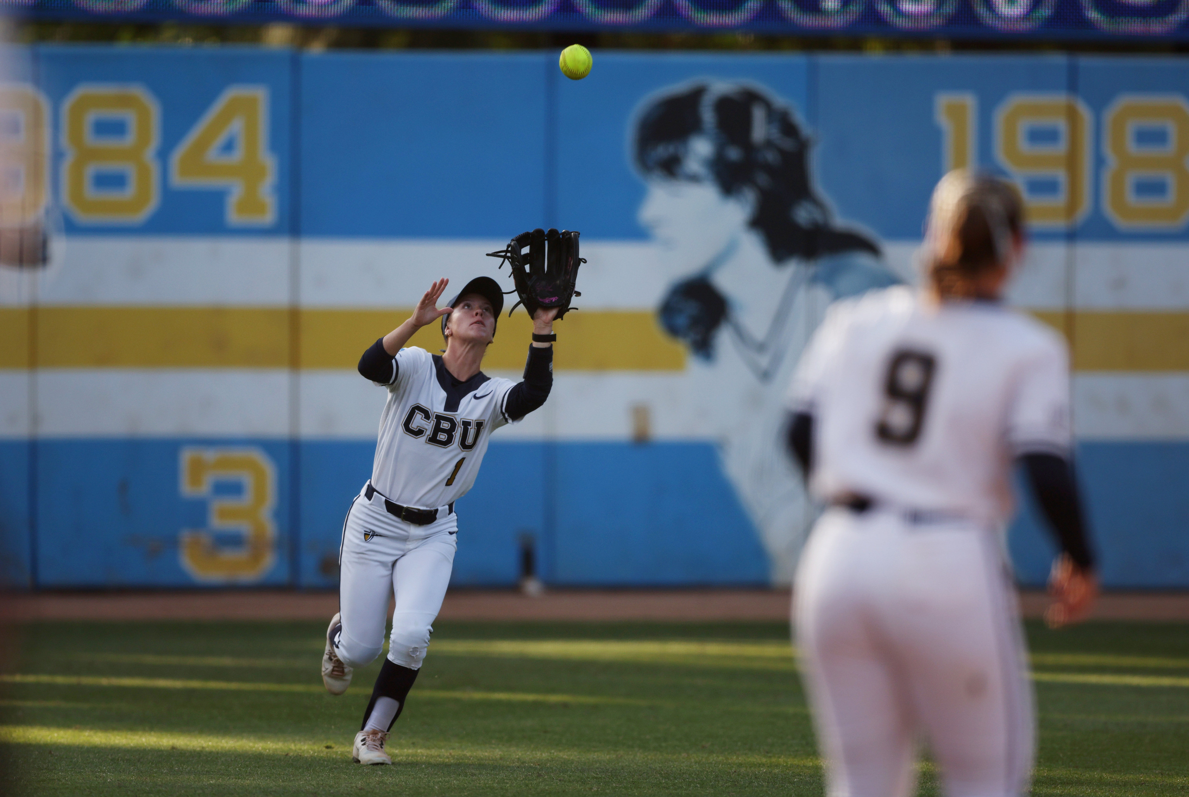 California Baptistâs Matti Severns (1) reaches out to catch the...