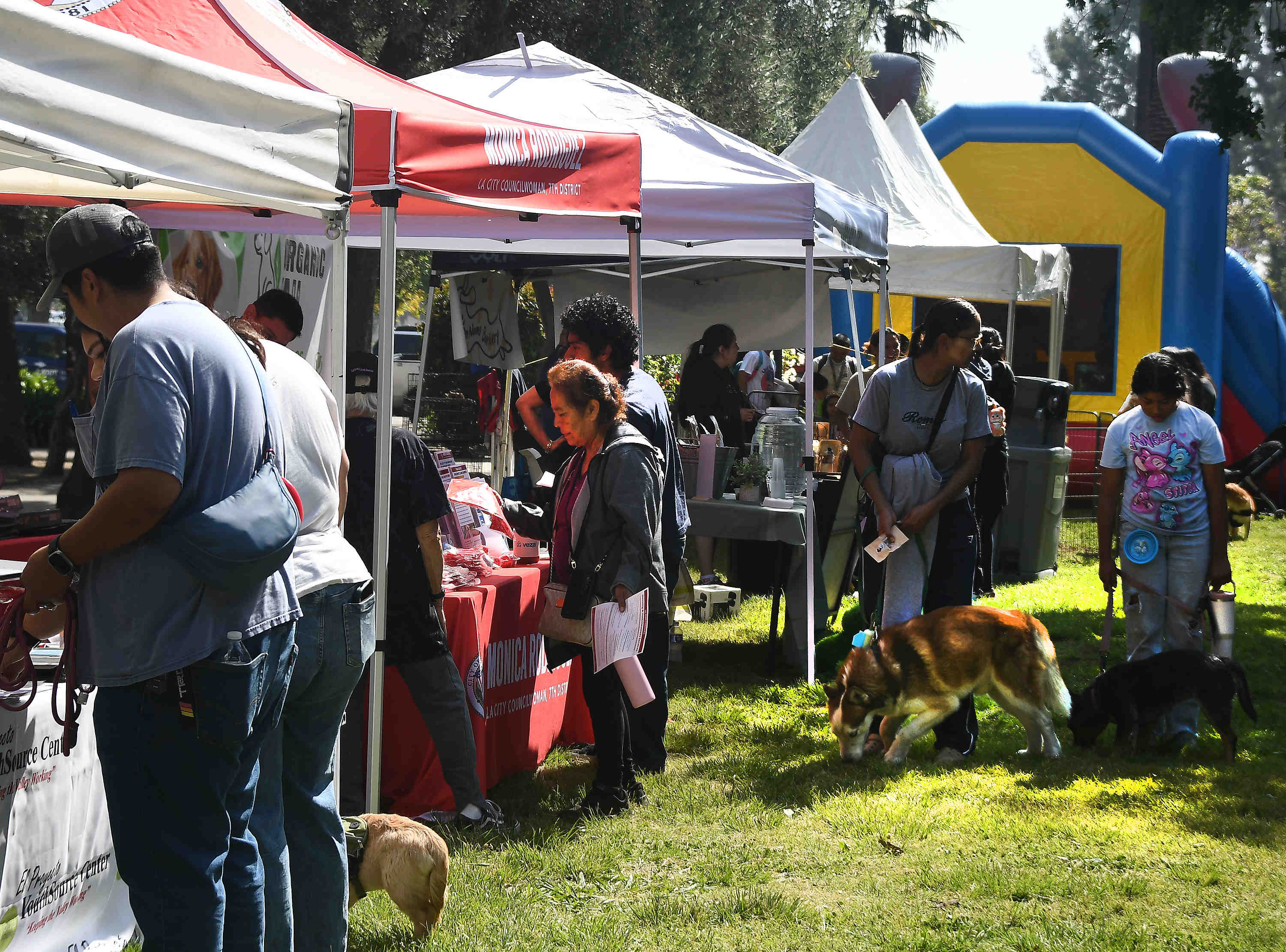 People arrive with there pet during the LA Councilwoman Monica...