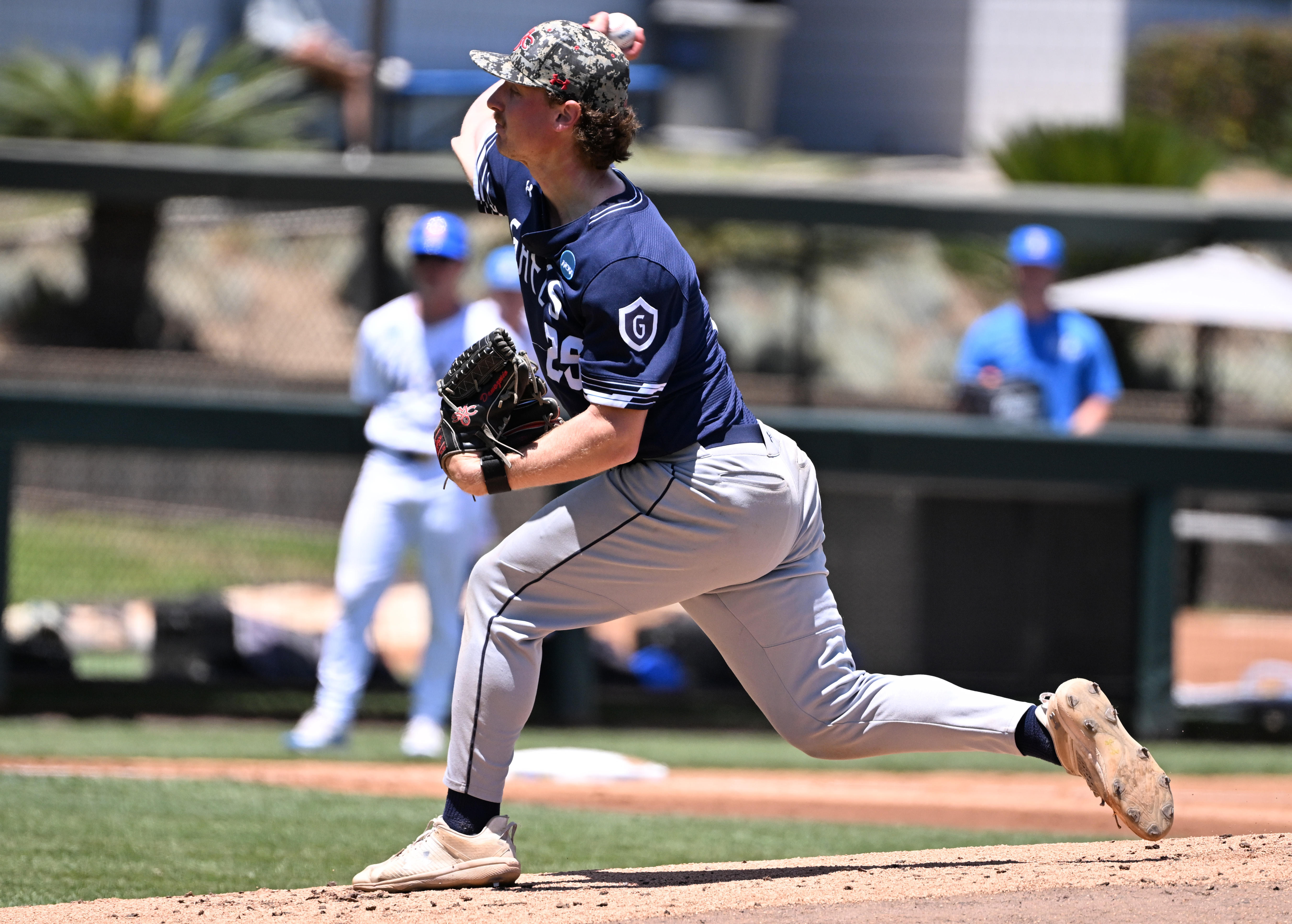 Starting pitcher John Damozonio #25 of the Saint Mary’s (CA)...