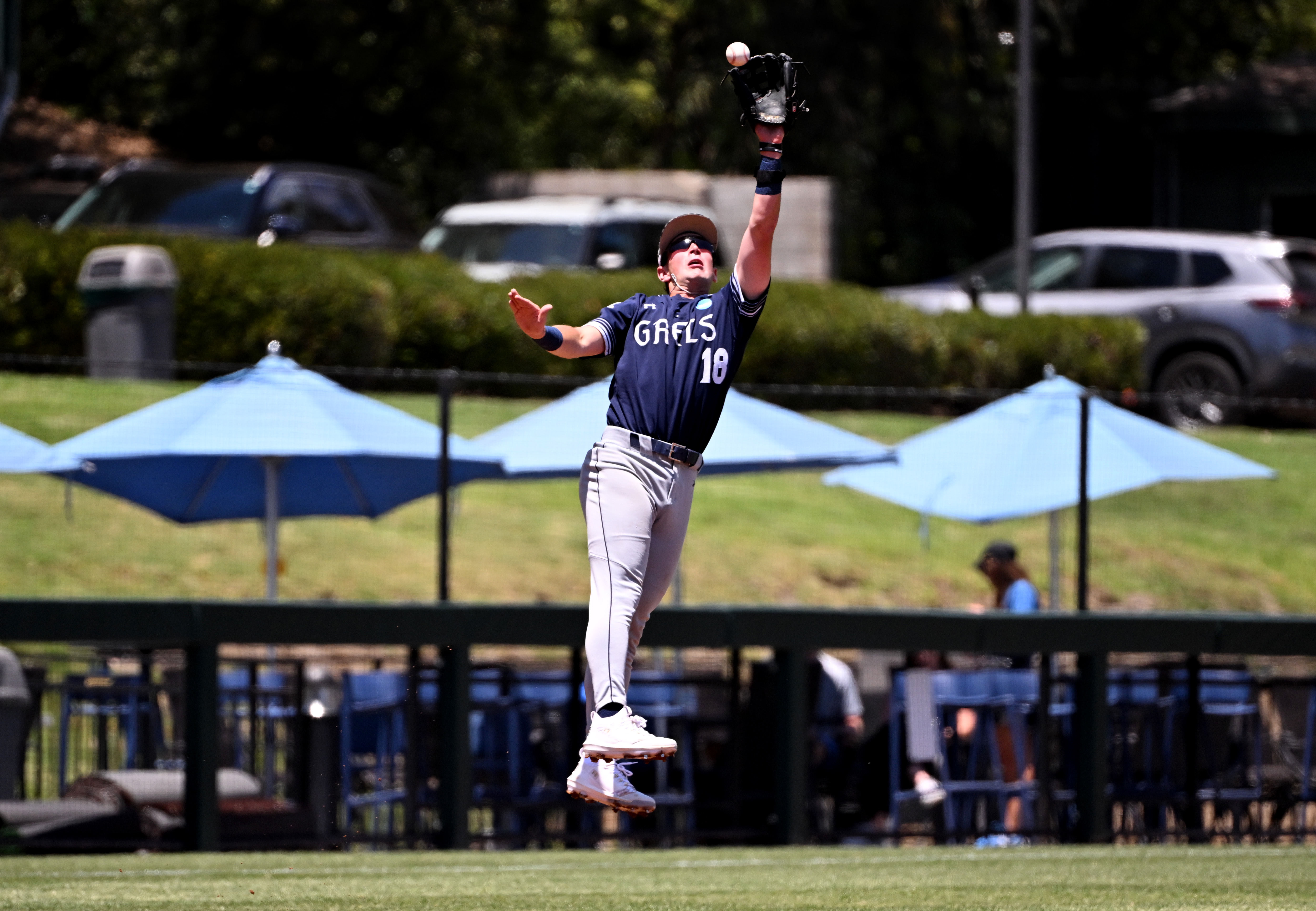 Third baseman Ian Josephson #18 of the Saint Mary’s (CA)...