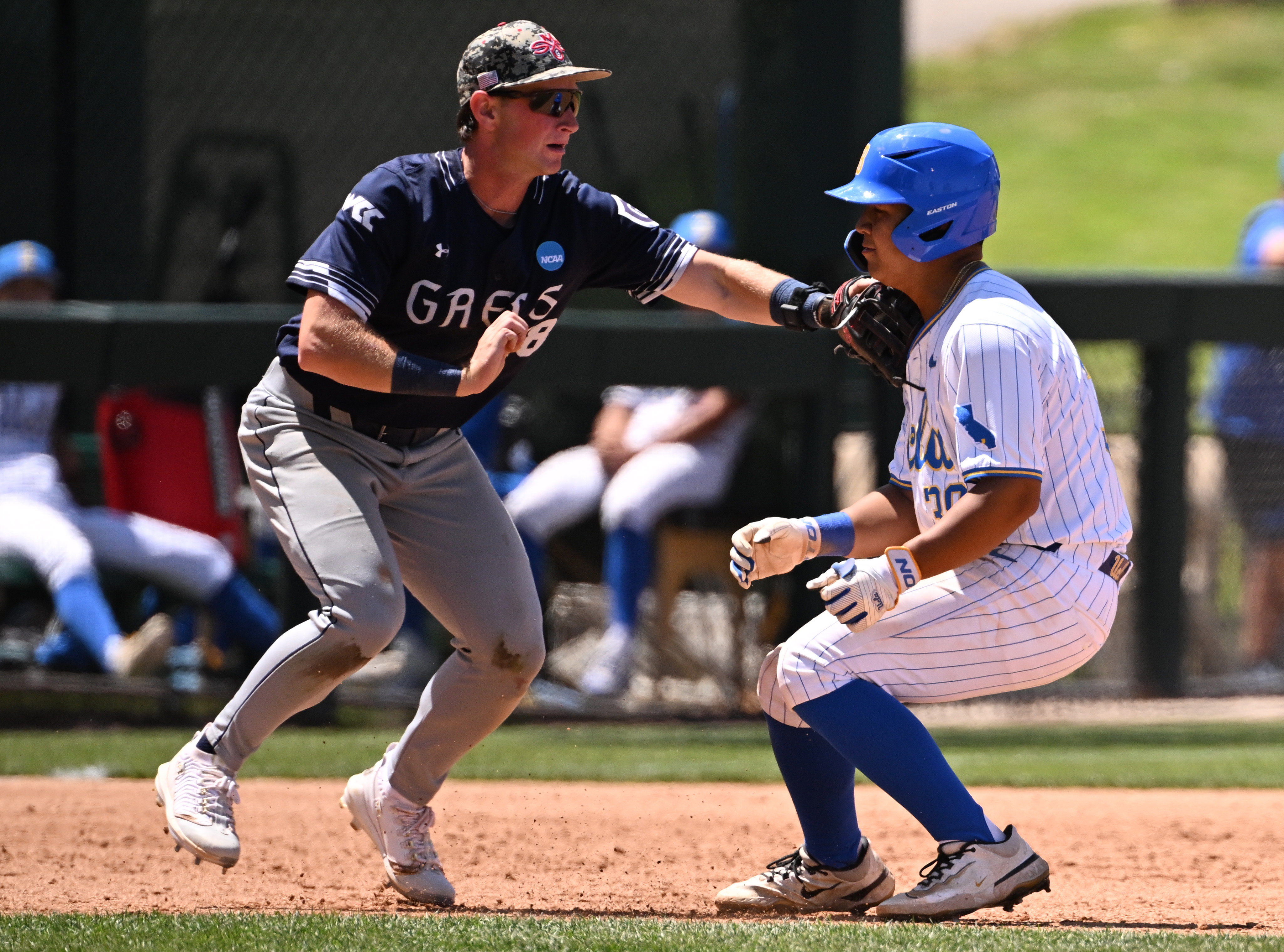 Third basemn Ian Josephson #18 of the Saint Mary’s (CA)...