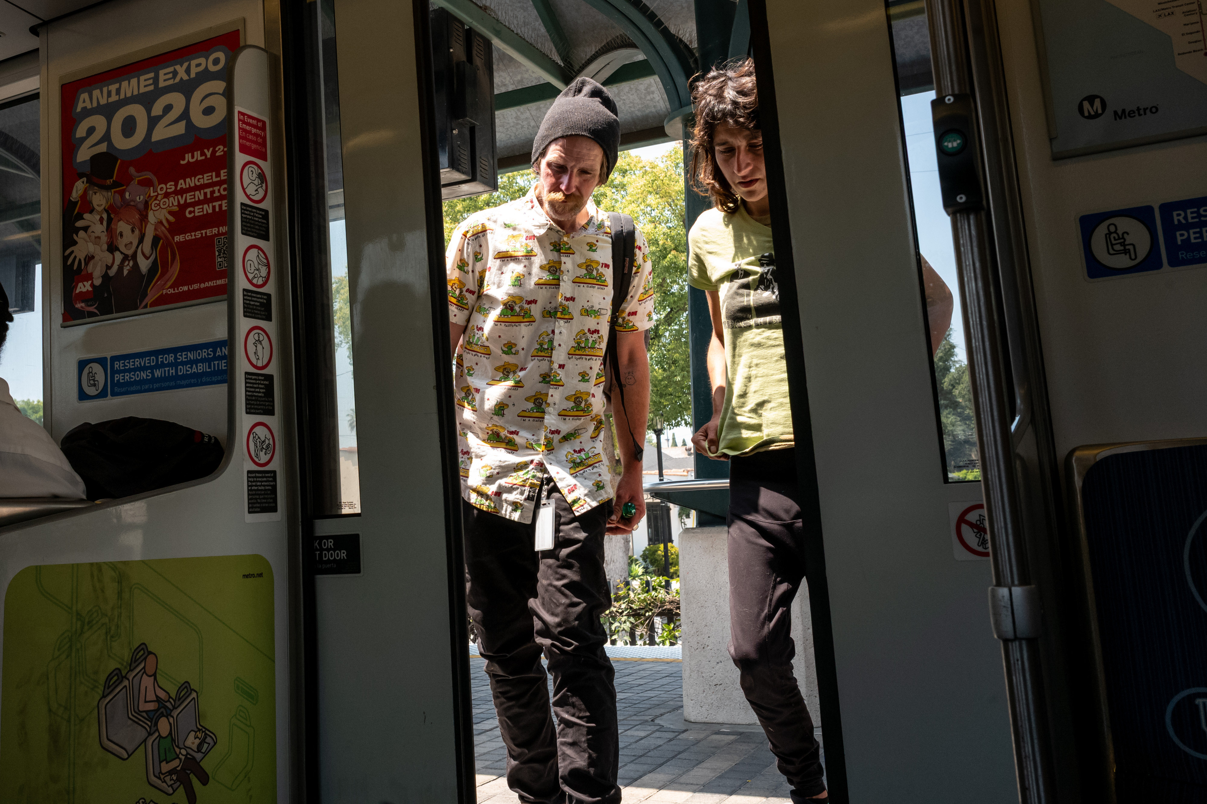 LA Metro riders board the A line train to Pasadena...