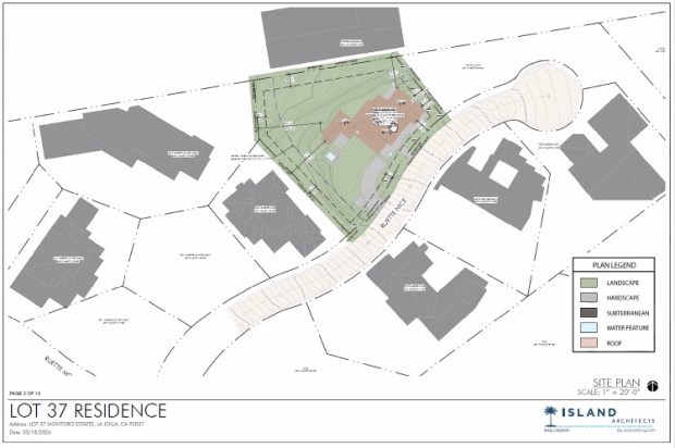 A project proposes to build a two-story, 5,817-square-foot home on a vacant lot at 2534 Ruette Nice, as depicted in this rendering. (Screenshot by Noah Lyons)