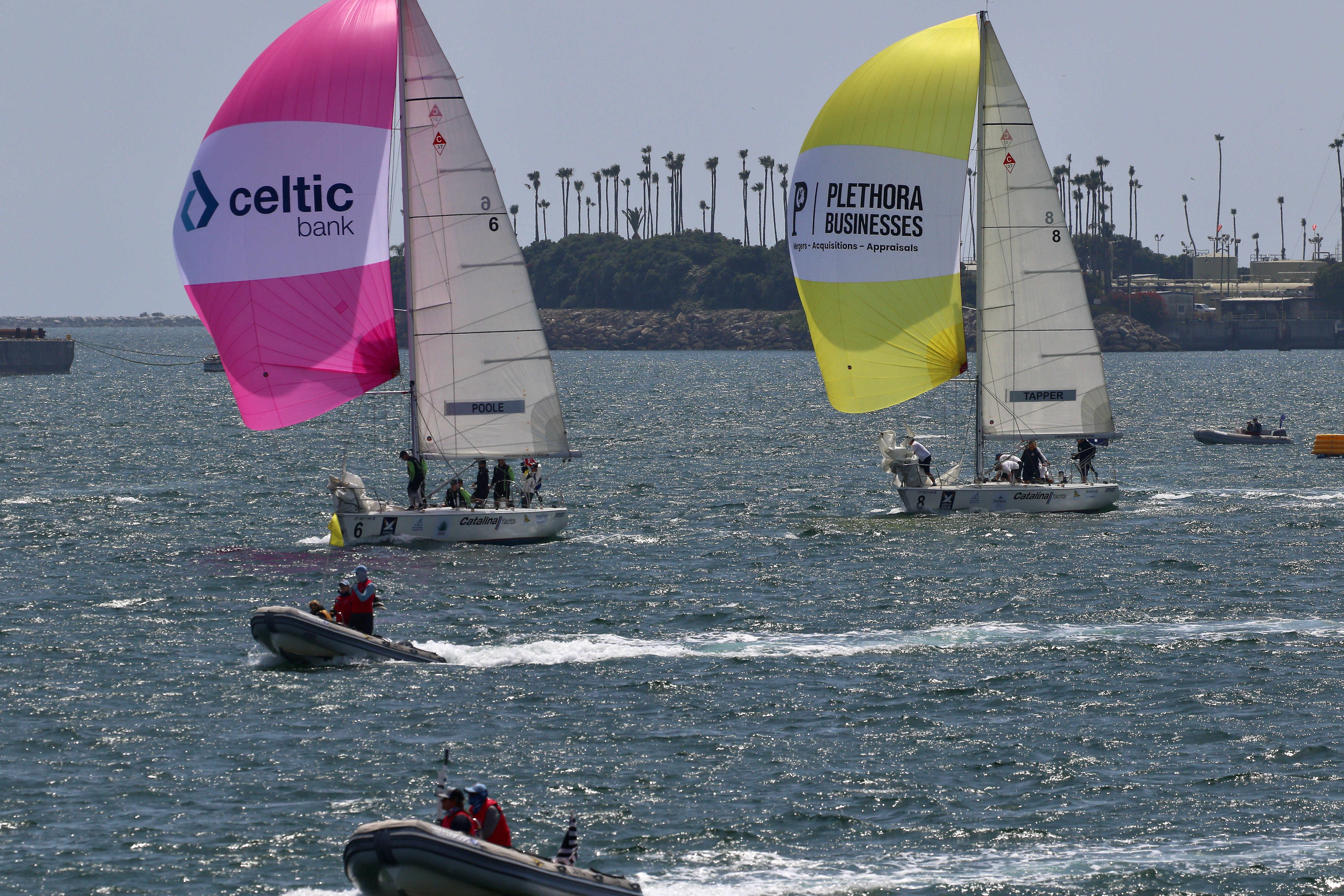 Chris Pooleâs U.S. team, left, leads the Australian crew skippered...