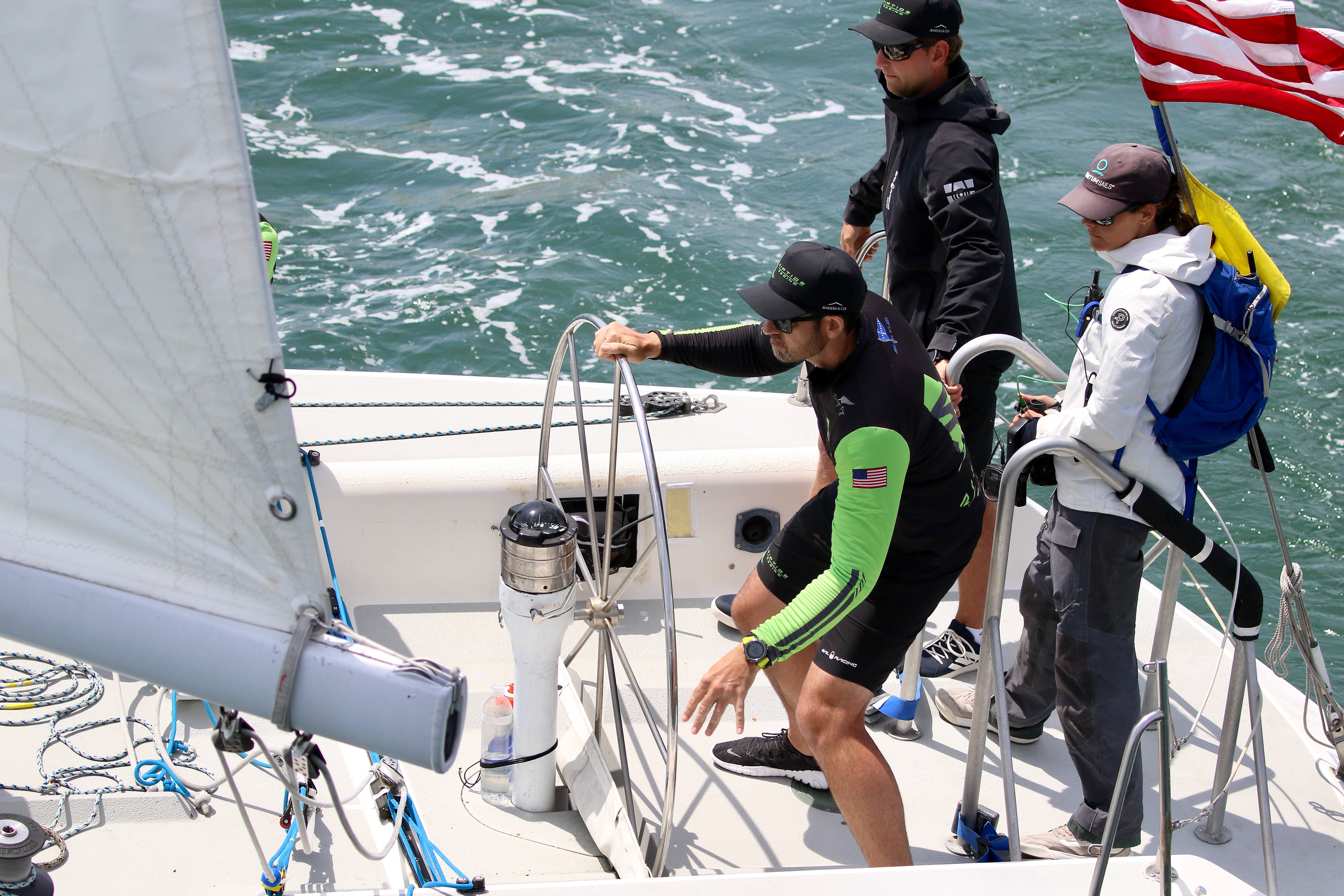 Two-time champion Chris Poole maneuvers his American team into position...