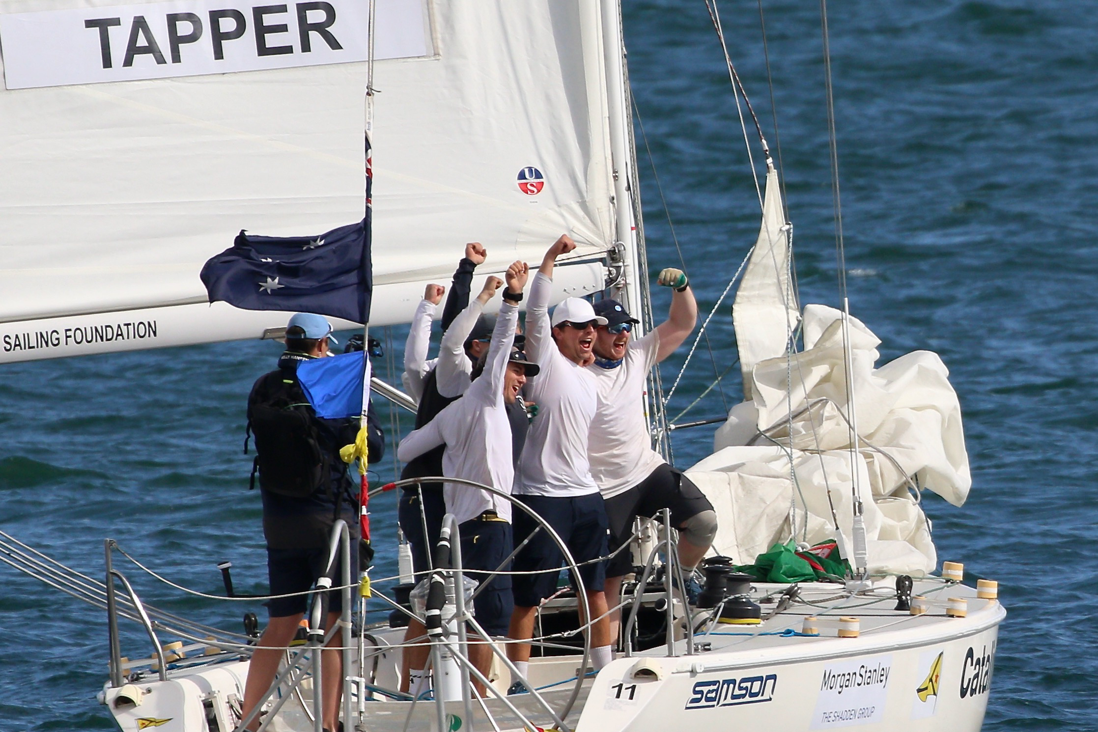 An Australian team skippered by Cole Tapper celebrates after winning...