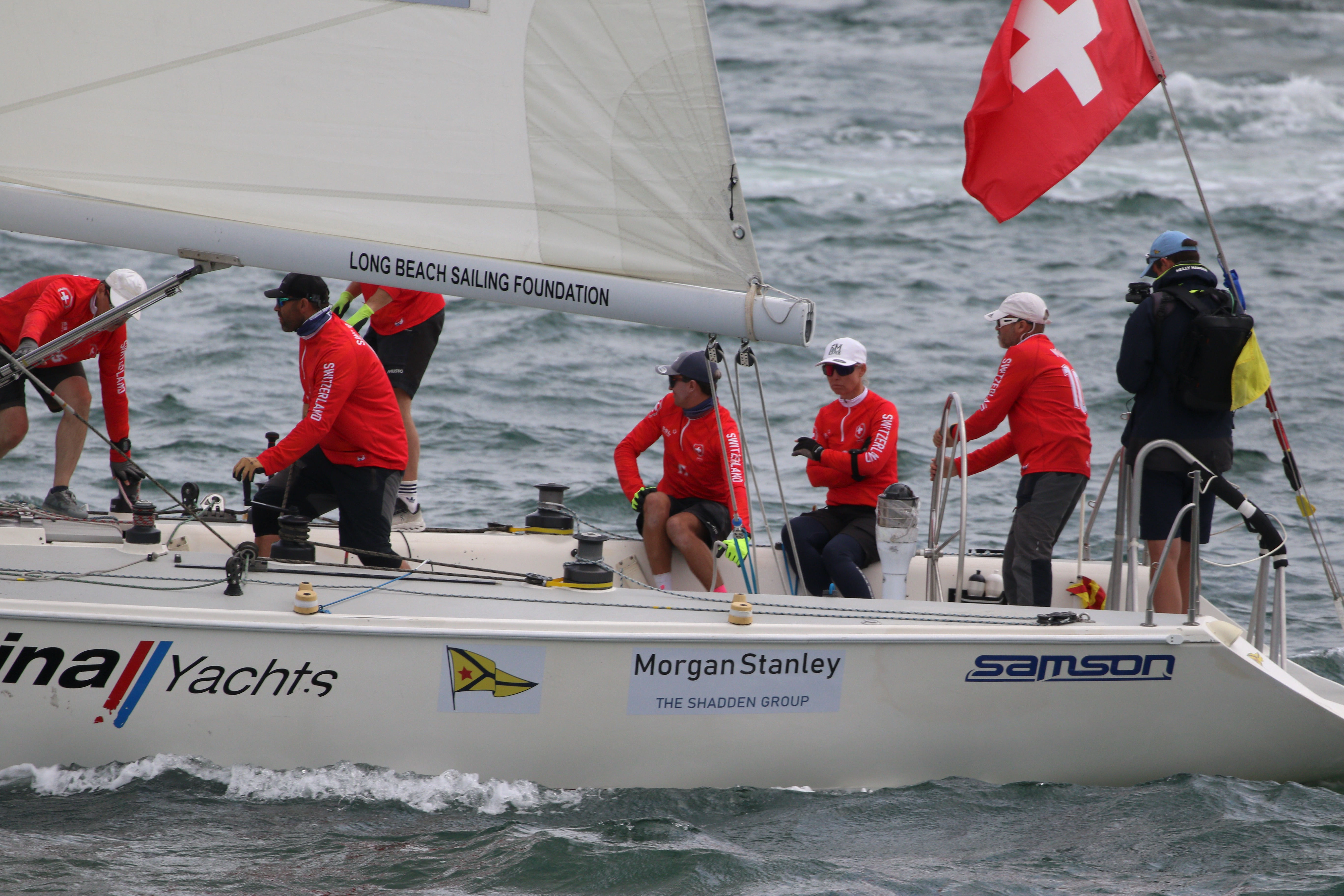 Switzerlandâs Eric Monnin skippers his team during the finals of...