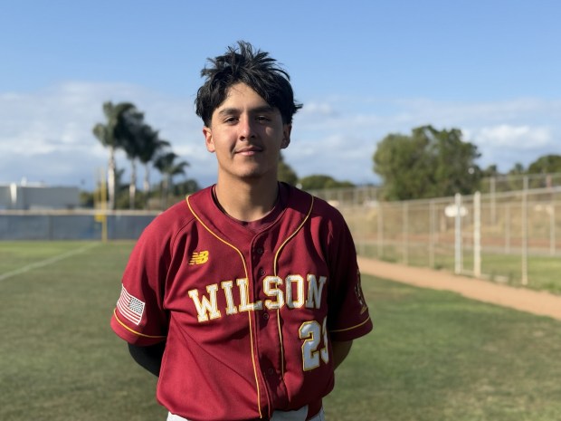 Long Beach Wilson sophomore Cesar Castro pitched a complete game and struck out six in a 4-3 loss to Culver City in the CIF-SS Division 5 semifinals on Tuesday, May 26, 2026, in Culver City. (Photo by Cristian Vasquez)