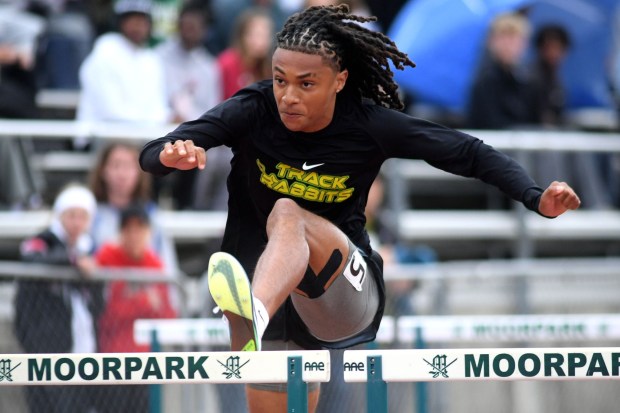 Lynnox Newton competes in the CIF-SS Track and Field Championships in Moorpark, CA May 17, 2025.(Photo by Andy Holzman, Contributing Photographer)