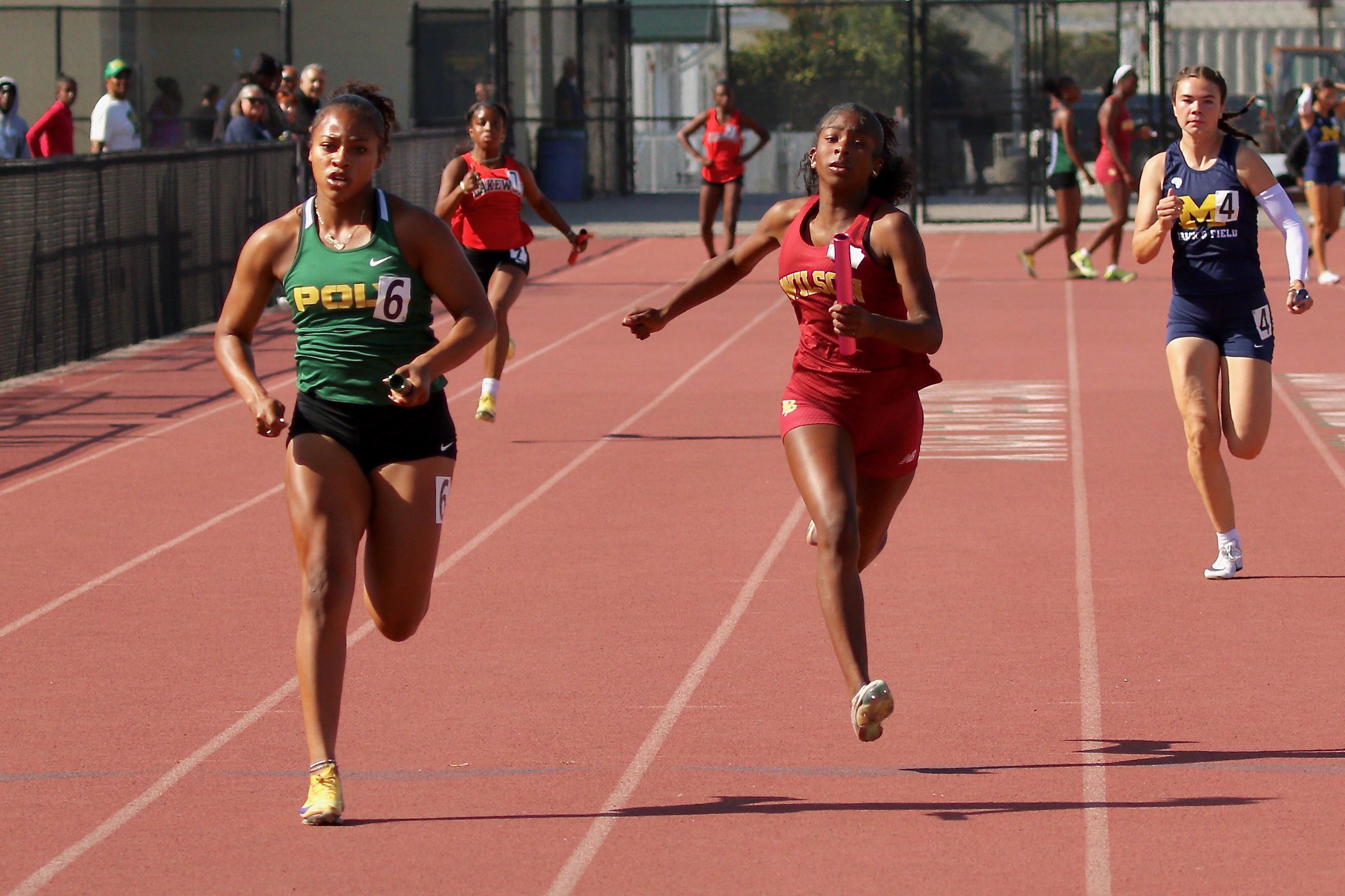 Poly wins the girl’s 4×100 relay at the Moore League...