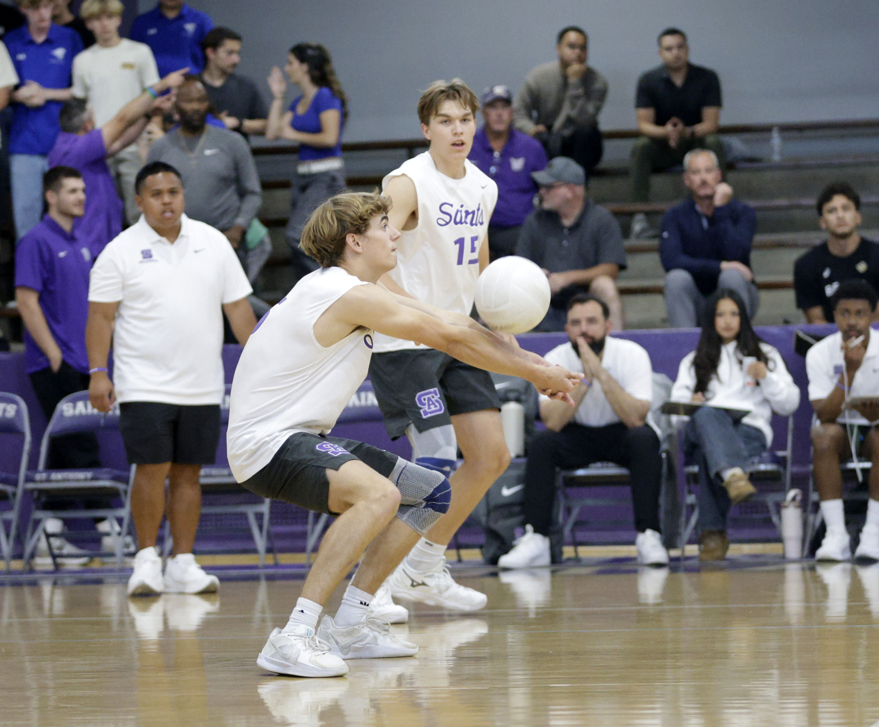St. Anthony’s Jack Furlow (5) returns the ball as the...