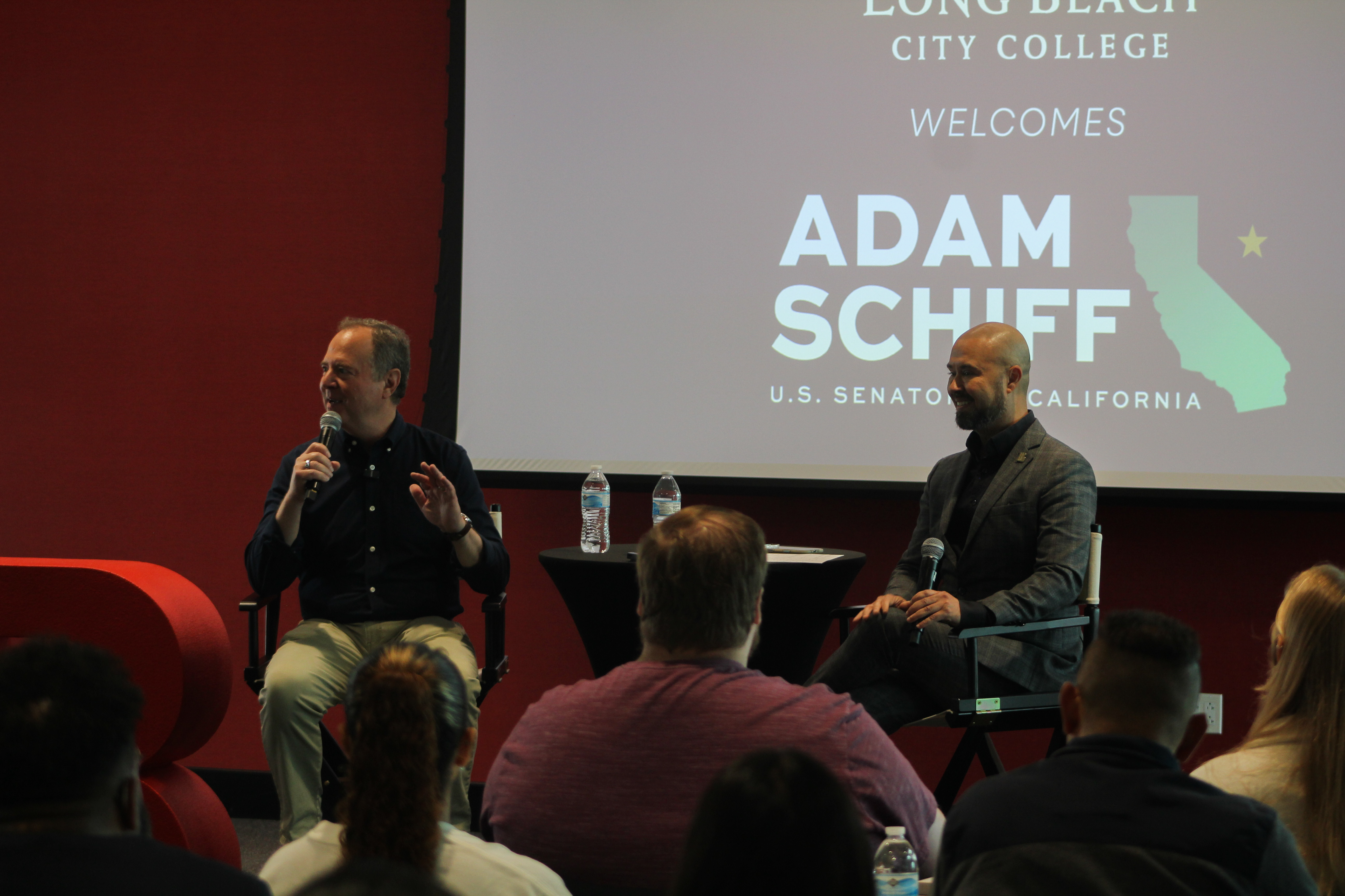 Sen. Adam Schiff spoke with Long Beach City College students...