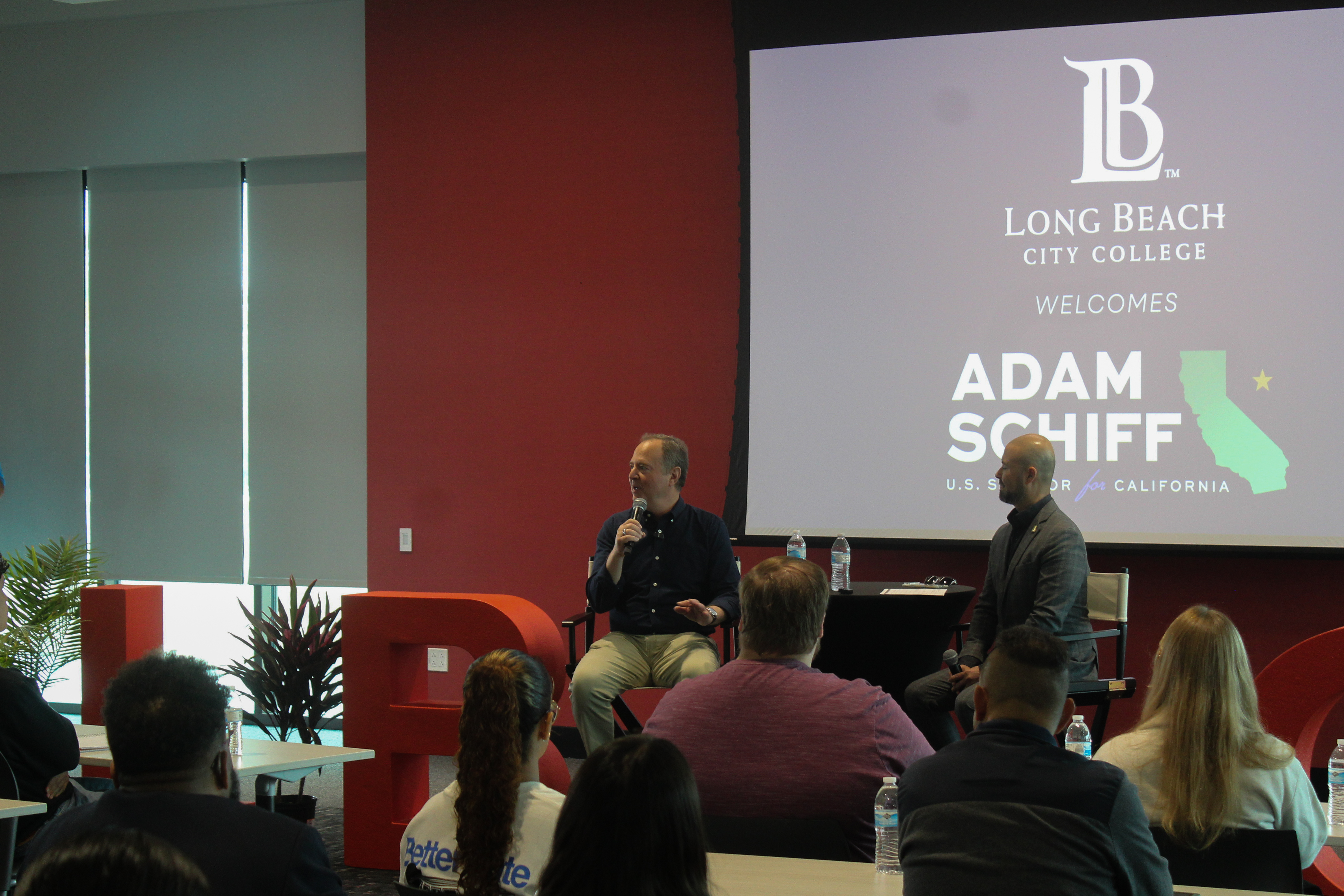 Sen. Adam Schiff spoke with Long Beach City College students...